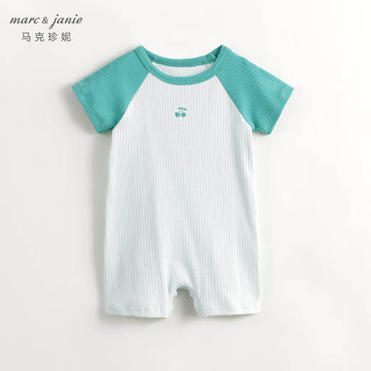 马克珍妮女宝宝弹力撞色插肩短袖连体衣婴儿爬服夏装新款240757 商品图1