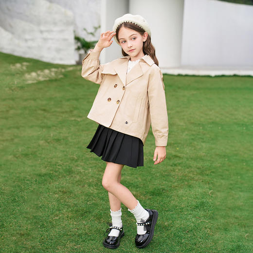 mettekids女童风衣2024春秋新款儿童英伦风童装女孩洋气外套 商品图2