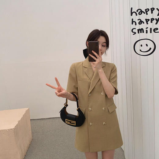 金蘑菇菇【威尔士西装裙】亚麻质感高級贵气！简约气质小众轻复古 商品图3