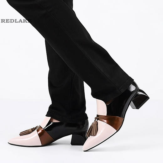 #限时特价#西班牙原产时尚舒适女款时装鞋黑色拼接米白色 商品图9