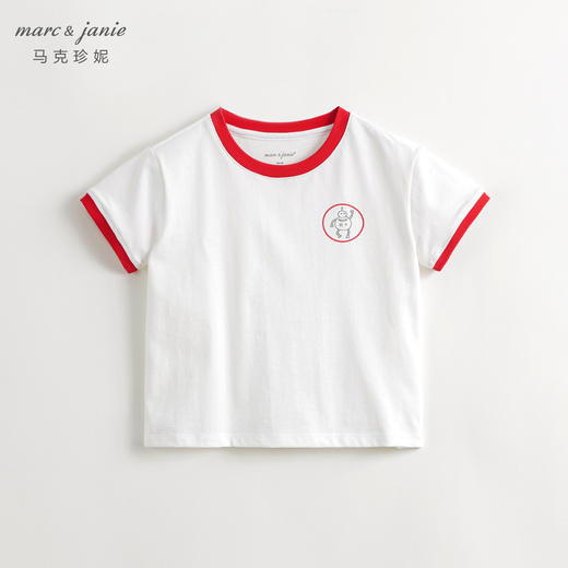 【凉感透气】马克珍妮男童撞色短袖T恤儿童上衣夏装新款240398 商品图2