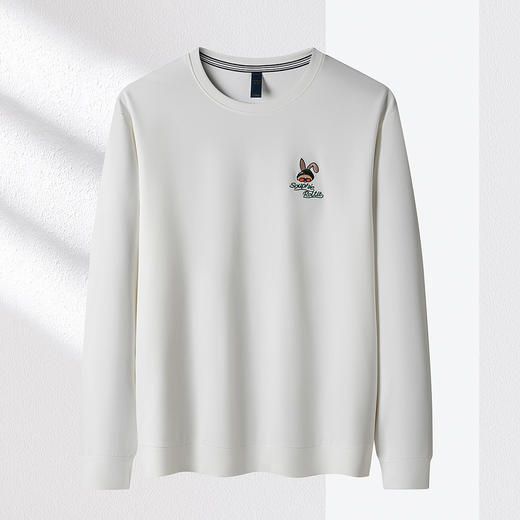 【弹力舒适】罗蒙春秋男装卫衣时尚绣花卫衣男士时尚休闲百搭圆领长袖t恤上衣 商品图3