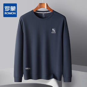 罗蒙春秋男装卫衣时尚绣花卫衣男士休闲百搭圆领长袖t恤男