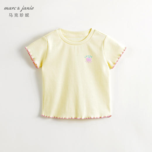 马克珍妮女童缤纷夏日花边弹力短袖T恤儿童上衣夏装新款240716 商品图3