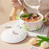 「数款可选！颜值派」创意小清新陶瓷泡面碗浮雕带盖釉下彩学生宿舍家用双耳汤碗沙拉碗餐饮用具 商品缩略图3