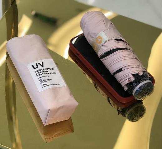 优品堂【皎洁】五折特制手柄纯色黑胶防紫外线伞 商品图1