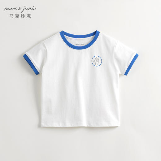 【凉感透气】马克珍妮男童撞色短袖T恤儿童上衣夏装新款240398 商品图3