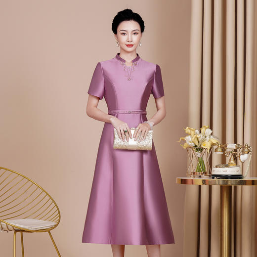 上海旗袍厂DNO4BD2406连衣裙短袖A版宴会年轻装爆款 商品图1