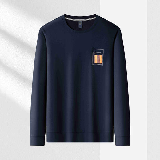 【肌理提花】罗蒙春秋男装卫衣贴布假口袋卫衣男士舒适休闲圆领长袖t恤男上衣 商品图2