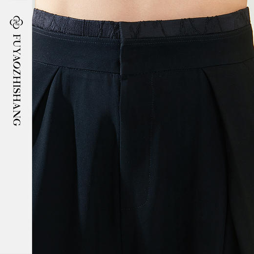 FUYAO扶摇 黑色阔腿裤女2024年春季新款高腰宽松垂感新中式直筒裤 商品图2