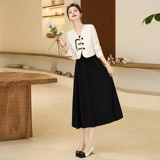 春装新款，时尚潮流简约气质两件套中式盘扣高级感套装套裙HR-HRYZ9619 商品图4