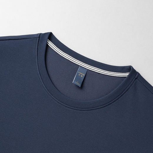 罗蒙春秋男装时尚绣花卫衣男士纯色简约休闲百搭圆领长袖t恤男 商品图6