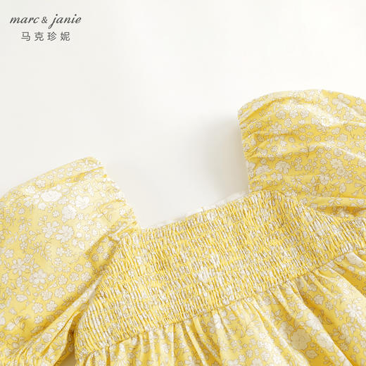 【送发箍】马克珍妮女童夏日繁花泡泡袖连衣裙儿童裙子夏装240681 商品图3