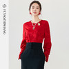FUYAO扶摇 中国风盘扣衬衫女春季新中式红色提花圆领复古小衫上衣 商品缩略图1