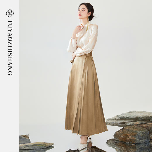 FUYAO扶摇 新中式套装国风衬衫改良汉服日常通勤汉元素马面裙套装 商品图3