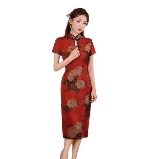 上海旗袍厂GSJ814复古新中式改良旗袍修身性感连衣裙女早春3301 商品图4