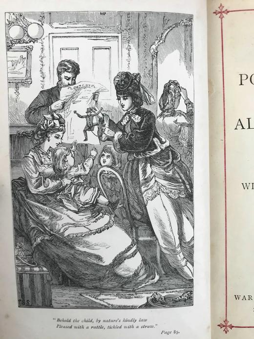 含藏书票！约19世纪后期 蒲柏诗集 约7幅插图 真皮精装32开 商品图5