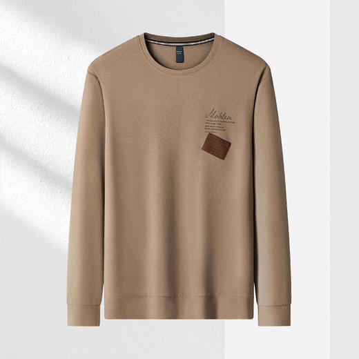 【肌理提花】罗蒙春季男装卫衣贴布字母印花卫衣男士舒适休闲百搭圆领长袖t恤男 商品图1