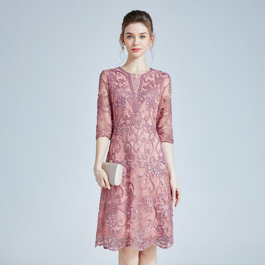 上海旗袍厂DNO连衣裙2024高端宴会旗袍连衣群4BA9019-1 商品图0