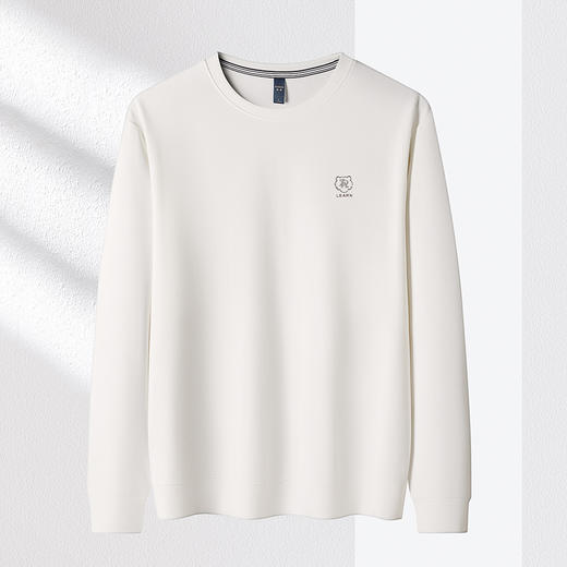 【玉米格 多色】罗蒙春秋男装卫衣时尚绣花弹力卫衣男士休闲百搭基础款圆领长袖t恤男 商品图7