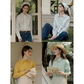 SimpleRetro下午茶甜心 SR刺绣简约翻领衬衫女春新款百搭休闲上衣