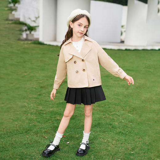 mettekids女童风衣2024春秋新款儿童英伦风童装女孩洋气外套 商品图3