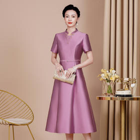 上海旗袍厂DNO4BD2406连衣裙短袖A版宴会年轻装爆款