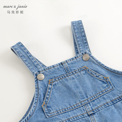 马克珍妮男童纯棉牛仔背带裤短裤儿童裤子2024年夏装新款240538 商品图2