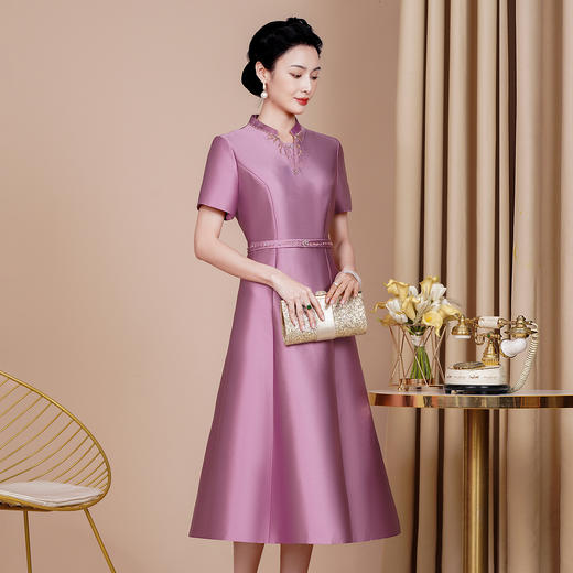 上海旗袍厂DNO4BD2406连衣裙短袖A版宴会年轻装爆款 商品图2