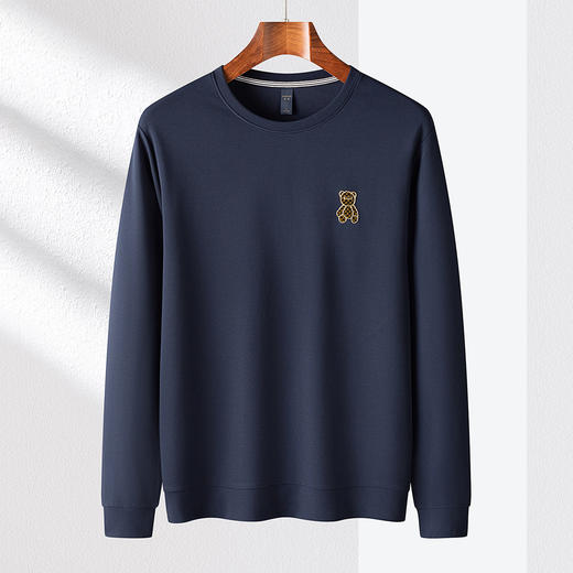 【多色可选 弹力舒适】罗蒙春秋男装卫衣时尚潮流绣花卫衣男士休闲百搭圆领卫衣长袖T恤男 商品图4