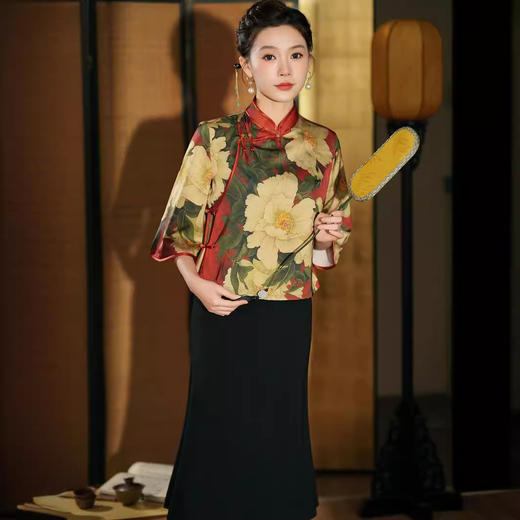 上海旗袍厂2024GSJ827民国风复古改良旗袍2024新款老上海年轻款少女日常素雅高端上衣 商品图2