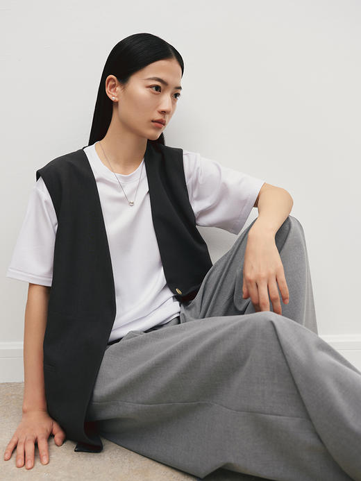 会呼吸的慕斯T 羊绒手感基础宽松圆领短袖T恤FJ5109243 商品图9