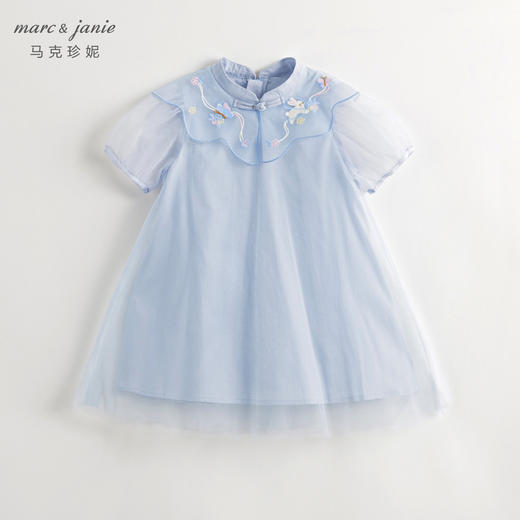 马克珍妮女童新中式刺绣云肩网纱连衣裙儿童裙子夏装新款240698 商品图2