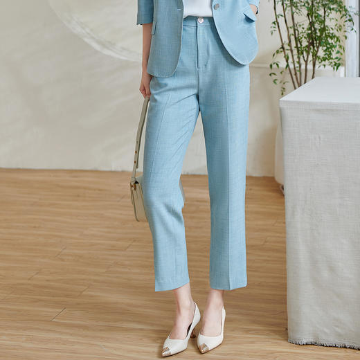 剩S/M 【高腰直筒裤】2025春季新款时尚通勤简约版百搭九分休闲裤 商品图2