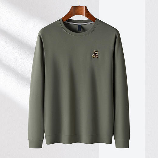【多色可选 弹力舒适】罗蒙春秋男装卫衣时尚潮流绣花卫衣男士休闲百搭圆领卫衣长袖T恤男 商品图3