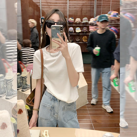 <曾小咸推荐> 【藏匿小心机】3色小蝴蝶结华夫格T恤 商品图1