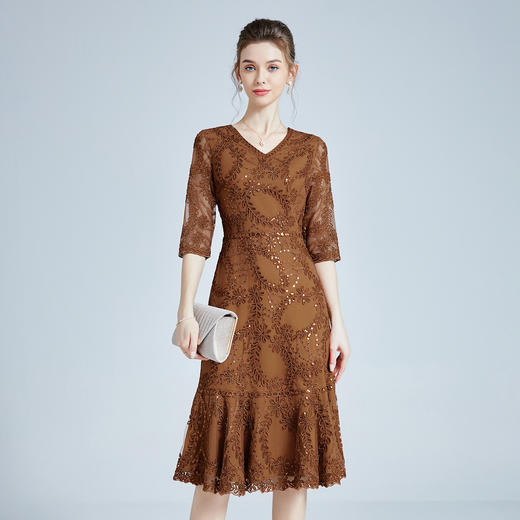 上海旗袍厂DNO4BA9008-1爆款礼服2024新款中老年大码连衣裙网纱刺绣 商品图1