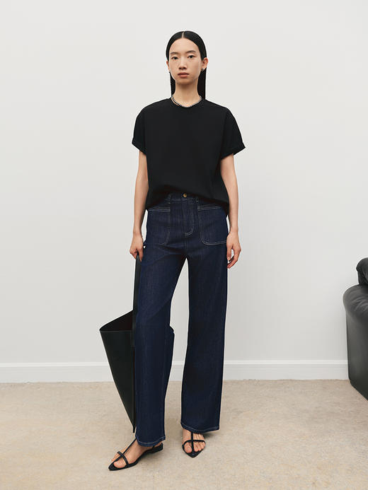 会呼吸的慕斯T 羊绒手感基础宽松圆领短袖T恤FJ5109243 商品图5