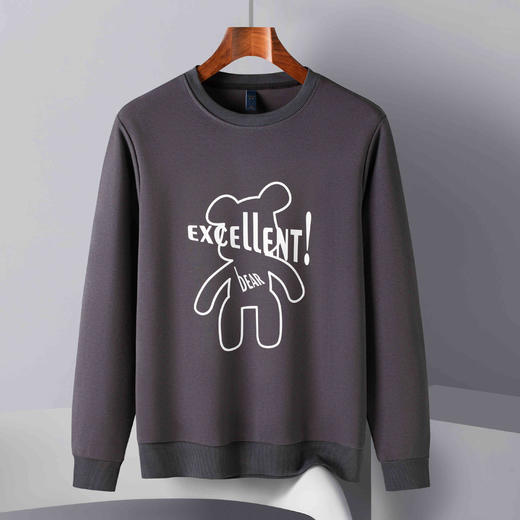 【桑蚕丝混纺 多色】罗蒙春秋男装休闲卫衣精美印花卫衣男士舒适百搭卫衣长袖圆领T恤男 商品图4