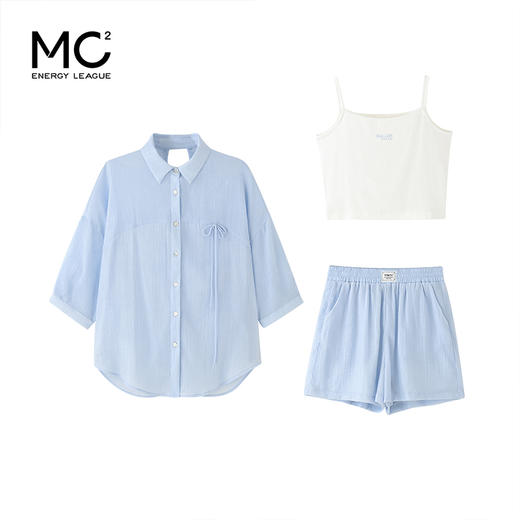 女装吊带背心+中袖衬衫+松紧腰短裤三件套-123129S3223360 商品图3