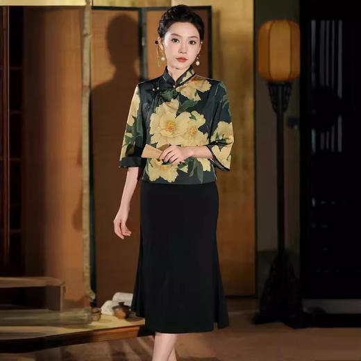 上海旗袍厂2024GSJ827民国风复古改良旗袍2024新款老上海年轻款少女日常素雅高端上衣 商品图3