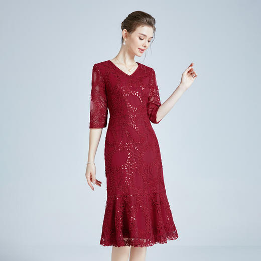 上海旗袍厂DNO4BA9008-1爆款礼服2024新款中老年大码连衣裙网纱刺绣 商品图0