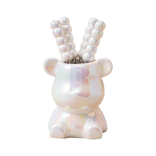 【陶瓷小胸刀叉组合】家用高颜值不锈钢水果叉套装 陶瓷小熊收纳罐甜品小叉子 商品图4