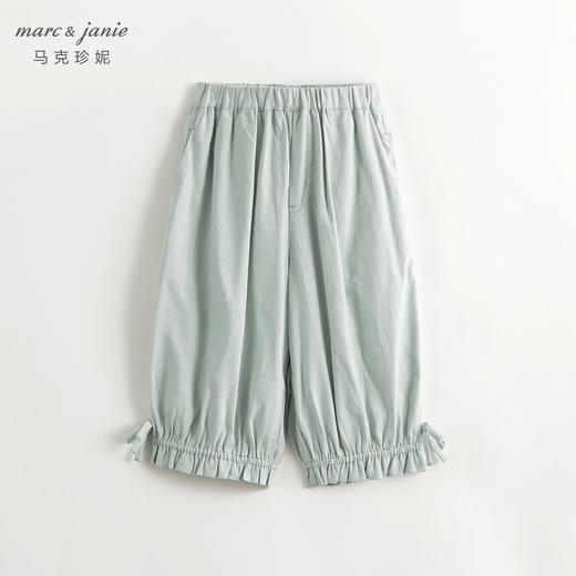 马克珍妮女童清凉亚麻蝴蝶结宽松九分裤儿童防蚊裤夏装新款240627 商品图2