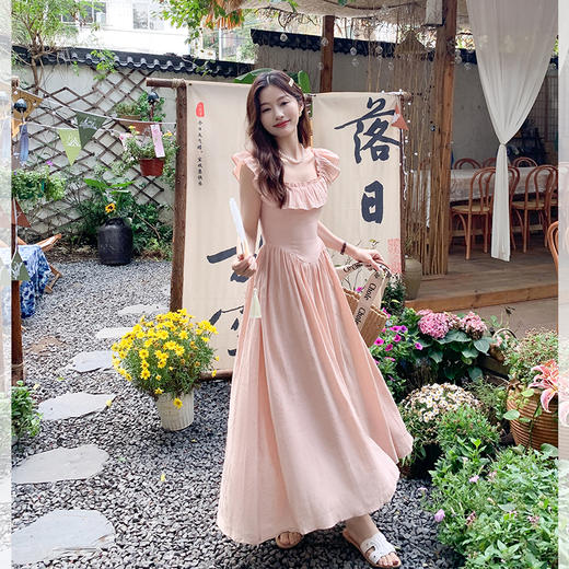 <曾小咸推荐> 【温柔蔷薇】粉色荷叶边连衣裙 商品图3