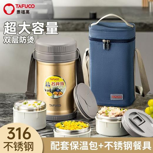 【316不锈钢】日本泰福高保温饭盒超长保温家用上班族学生大容量便携多层带饭 商品图4