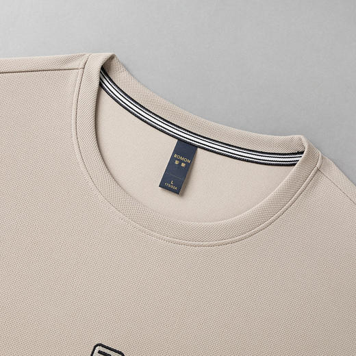 【肌理提花】罗蒙春秋男装时尚卫衣男士撞色绣花卫衣休闲百搭圆领长袖T恤男 商品图5