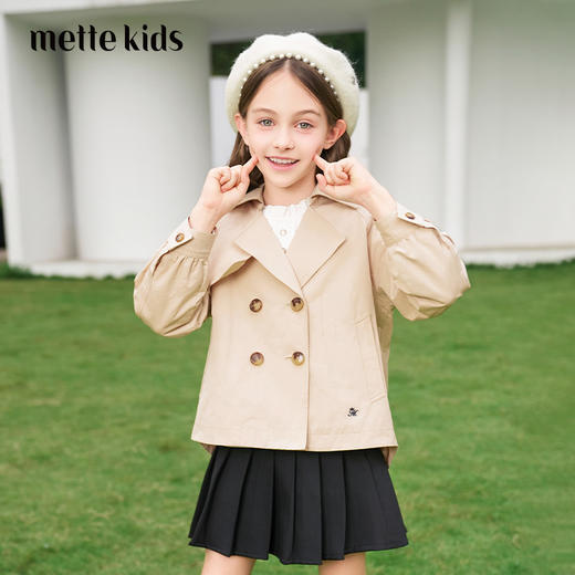 mettekids女童风衣2024春秋新款儿童英伦风童装女孩洋气外套 商品图0