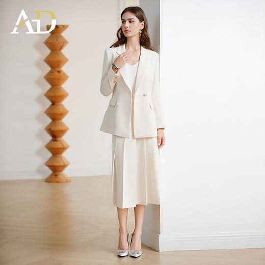 AD韩范西装套装女神范职业装2024早春新款白色西装外套中长百褶裙 商品图0