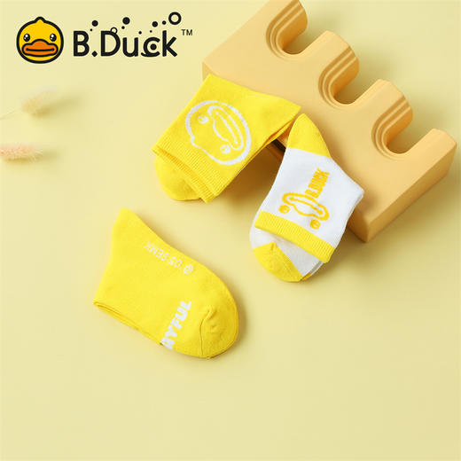 B.Duck小黄鸭儿童袜弹力舒适男女童三双盒装袜子1-5岁 BP6503903 商品图3